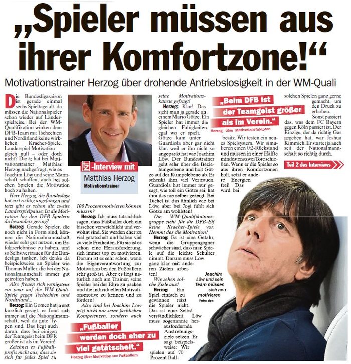 tz: Spieler müssen aus ihrer Komfortzone
