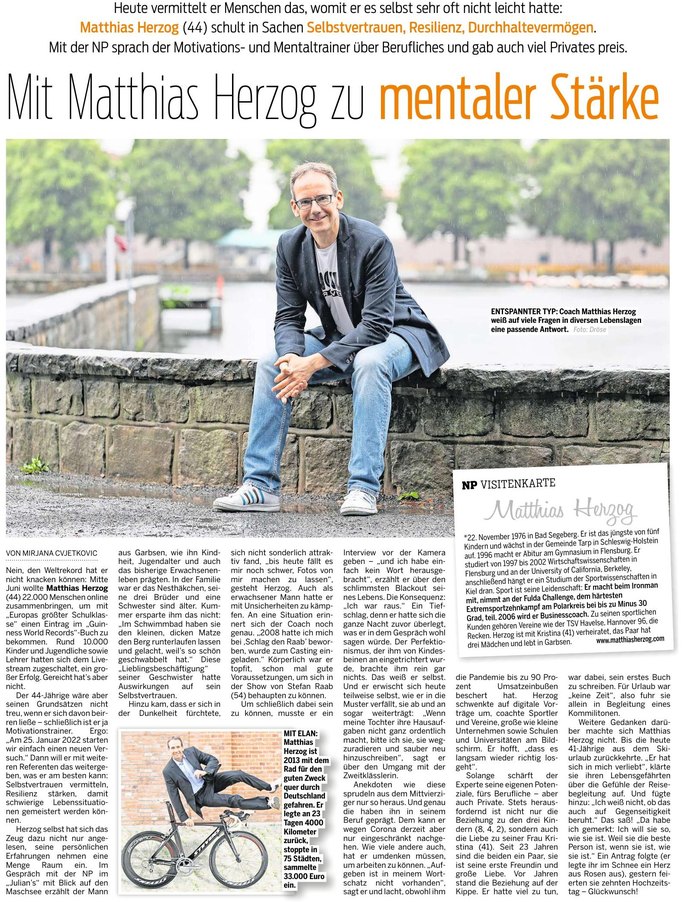 Neue Presse: Mit Matthias Herzog zu mentaler Stärke