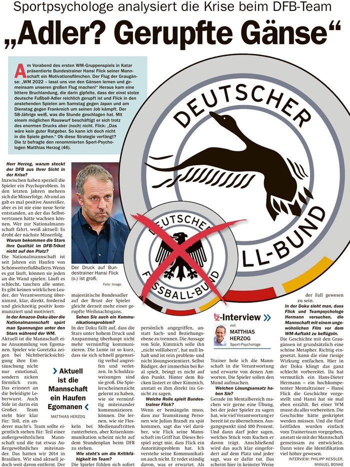 tz: Adler? Gerupfte Gänse – Sportpsychologe analysiert die Krise beim DFB-Team