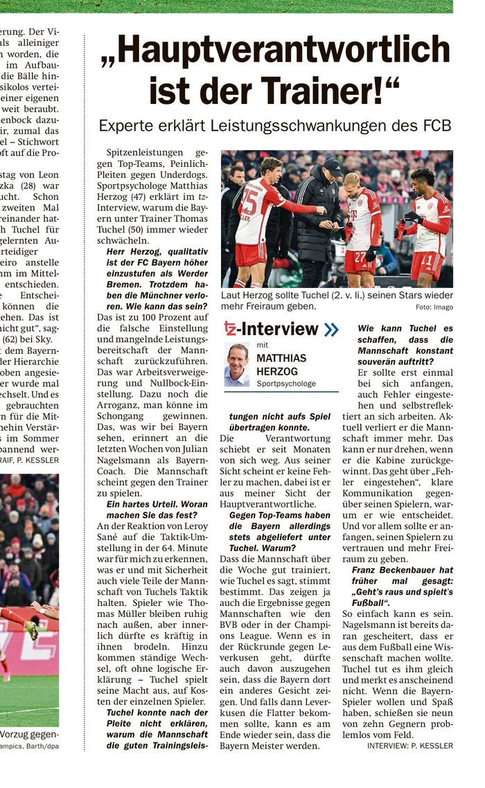 tz: Hauptverantwortlich ist der Trainer! – Experte erklärt Leistungsschwankungen des FCB