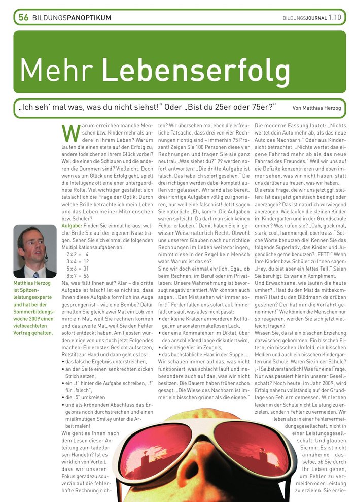 Bildungsjournal: Mehr Lebenserfolg – von Matthias Herzog
